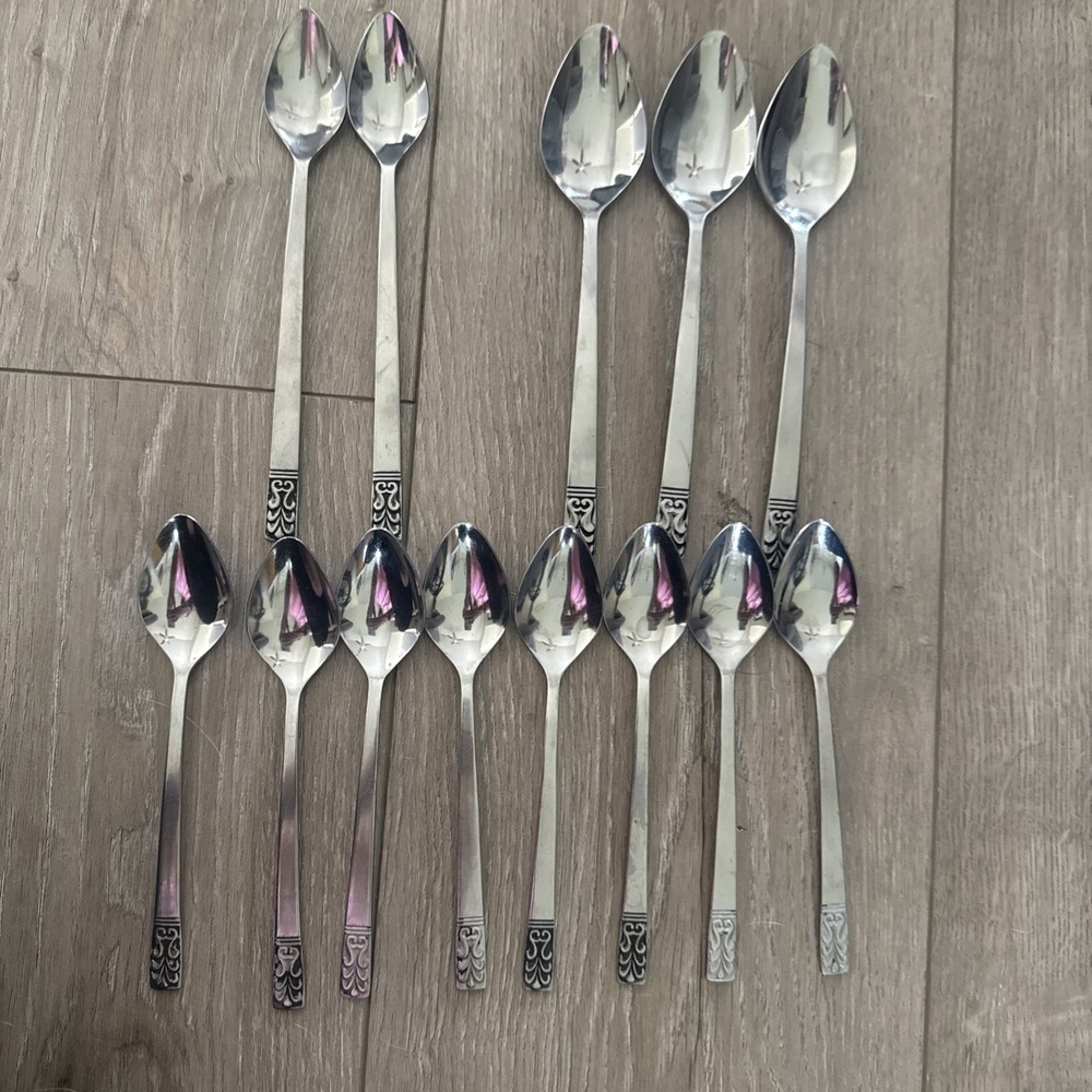 Vintage Lot of 13 Spoons Pieces Carlyle CAMEO Stainless‎ Flatware Hong Kong